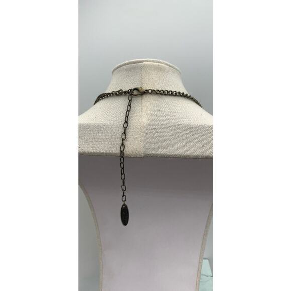 Plunder Brass This Ne And Aqua Blue Kayla Statement Necklace Signed - Picture 4 of 5